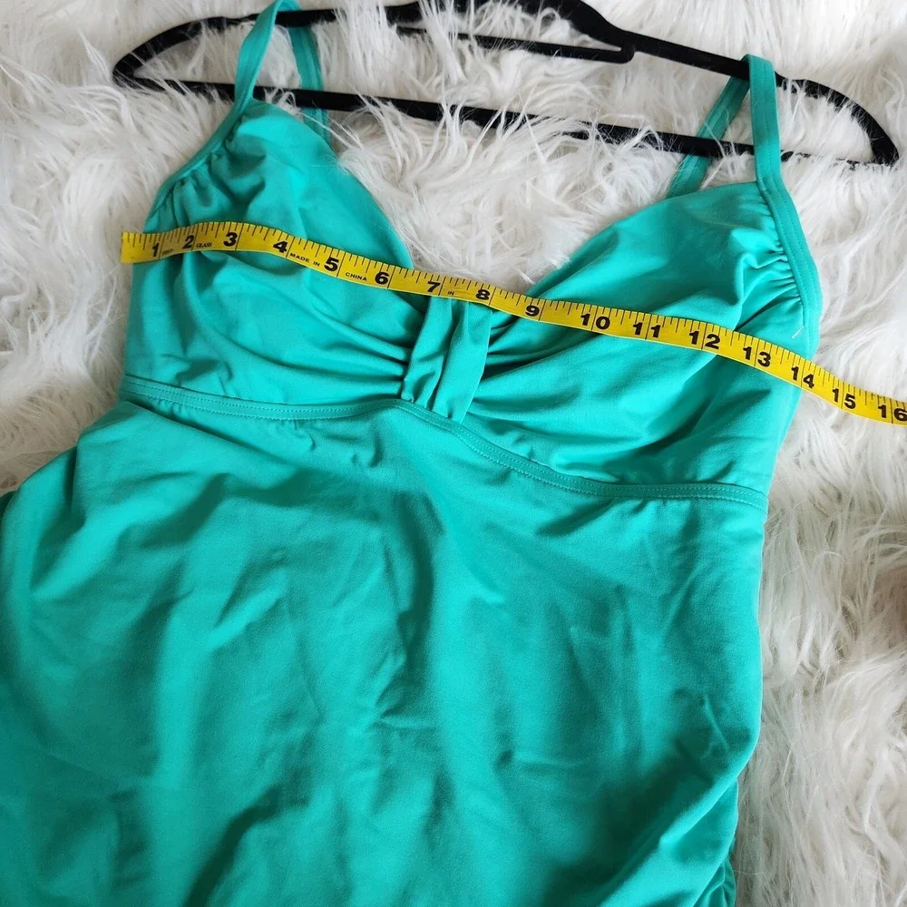 Lands End Underwire Tankini Tank Swim Top Womens Sz 6 Ruffles‎ Rouched Aqua